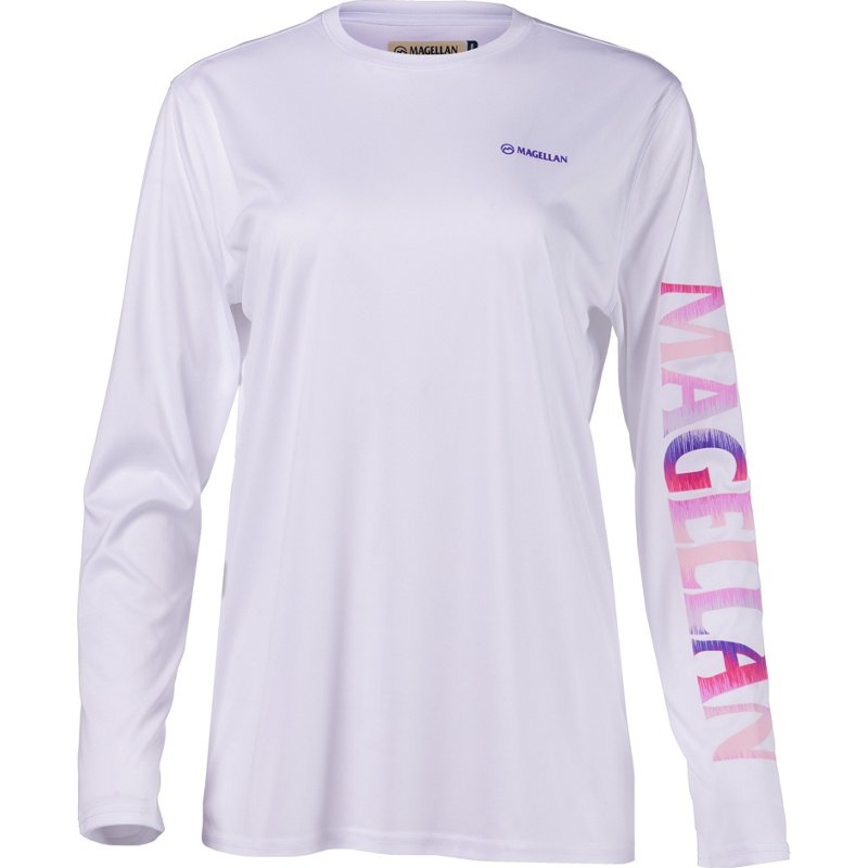 Magellan Outdoors Women's Caddo Lake Logo Crew Long Sleeve T-Shirt Bright White, X-Large - Women's Fishing Tops at Academy Sports