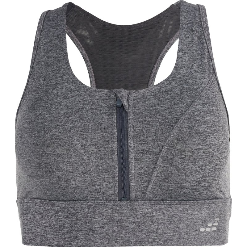 BCG Women's Hi 1/2 Zip Front Sports Bra Charcoal Heather, Medium - Women's Workout Bras at Academy Sports