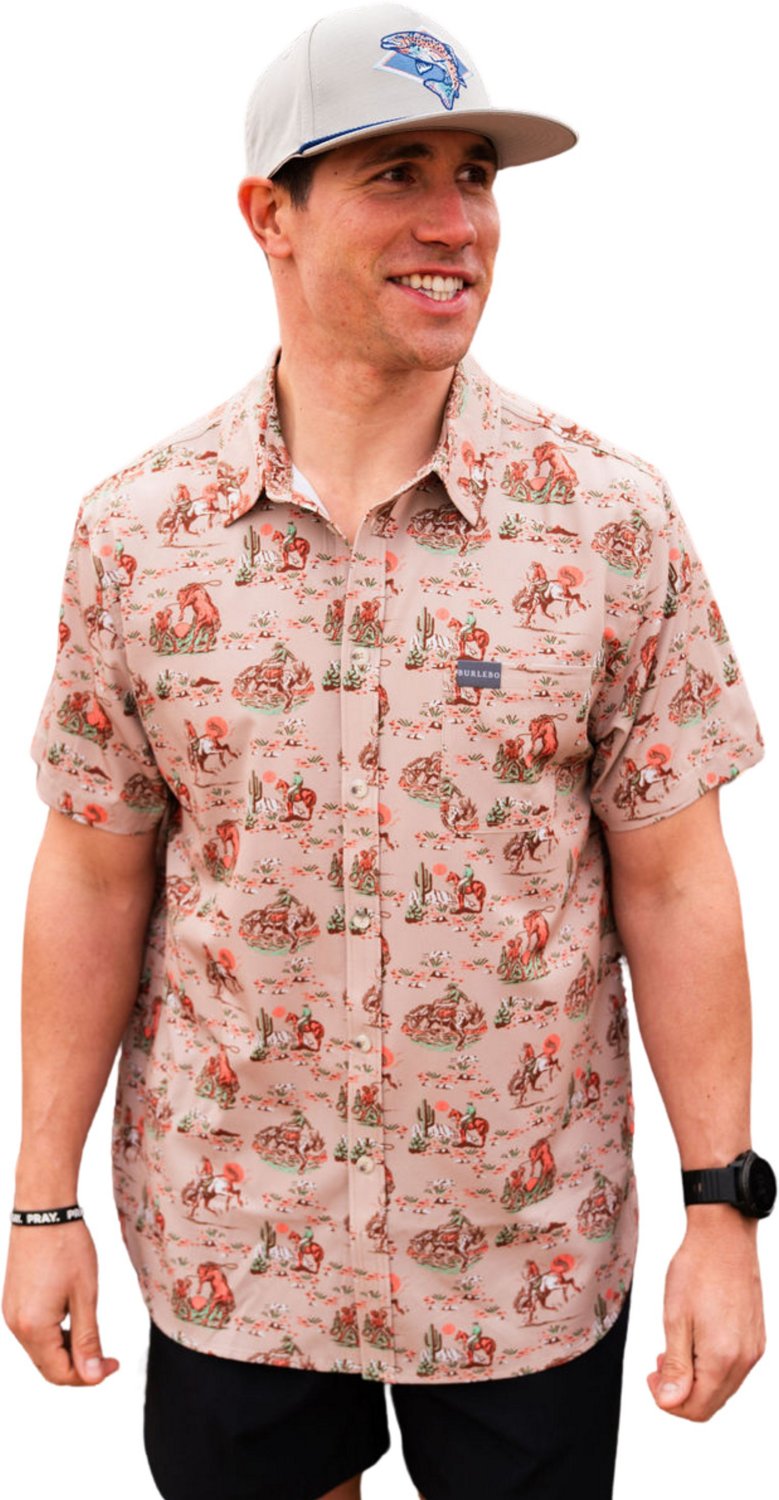 BURLEBO Men's Performance Button-Up Short Sleeve Shirt                                                                           - view number 1
