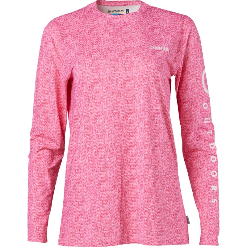 Magellan Outdoors Women's Caddo Lake Long Sleeve Fishing Shirt Raspberry Sorbet Abstract, X-Small - Women's Fishing Tops at Academy Sports
