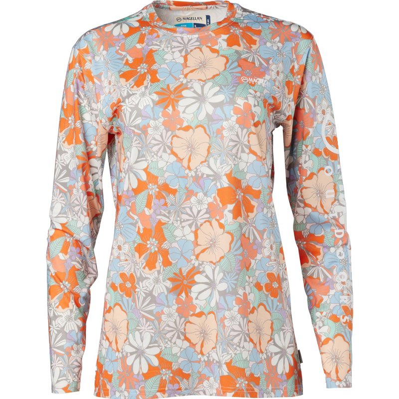 Magellan Outdoors Women's Caddo Lake Long Sleeve Fishing Shirt Peach Parfait Tropics, X-Small - Women's Fishing Tops at Academy Sports