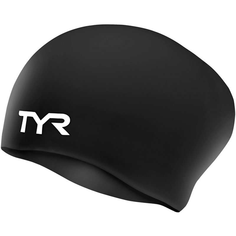 TYR Long Hair Swim Cap Black - Swim And Diving Accessories at Academy Sports