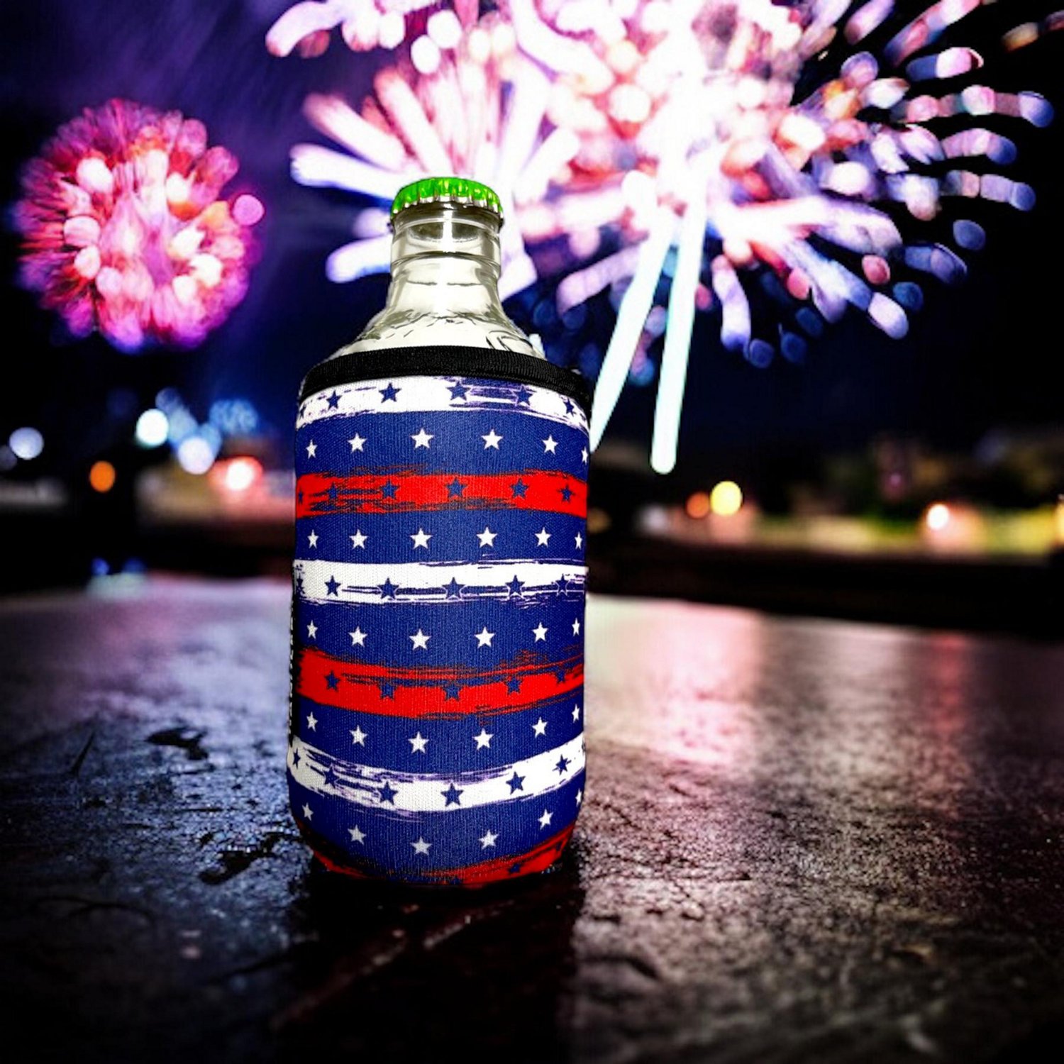 Lit Handlers Americana 12 oz Stubby Can Cooler Sleeve