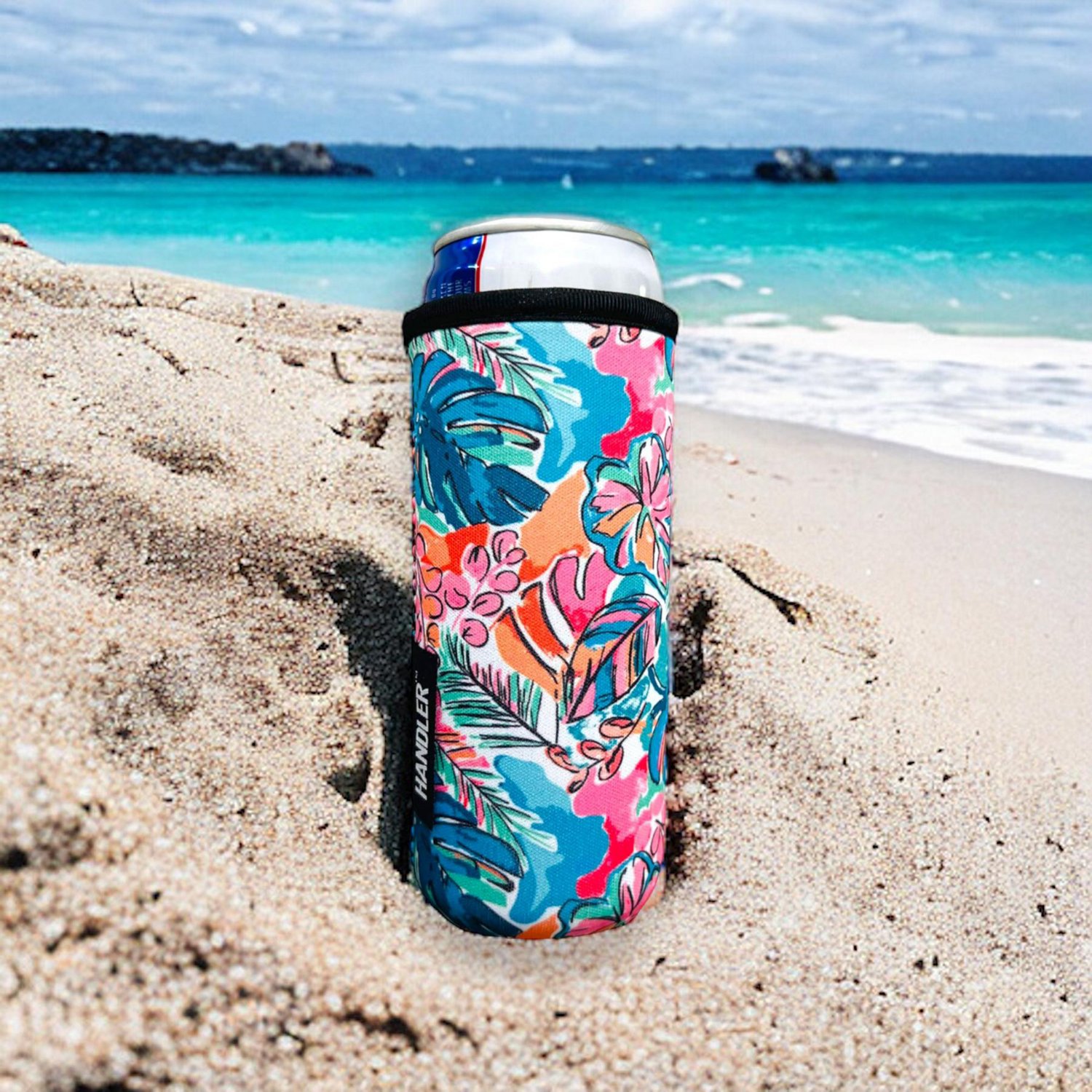 Lit Handlers Beach Babe 12 oz Slim Can Cooler Sleeve
