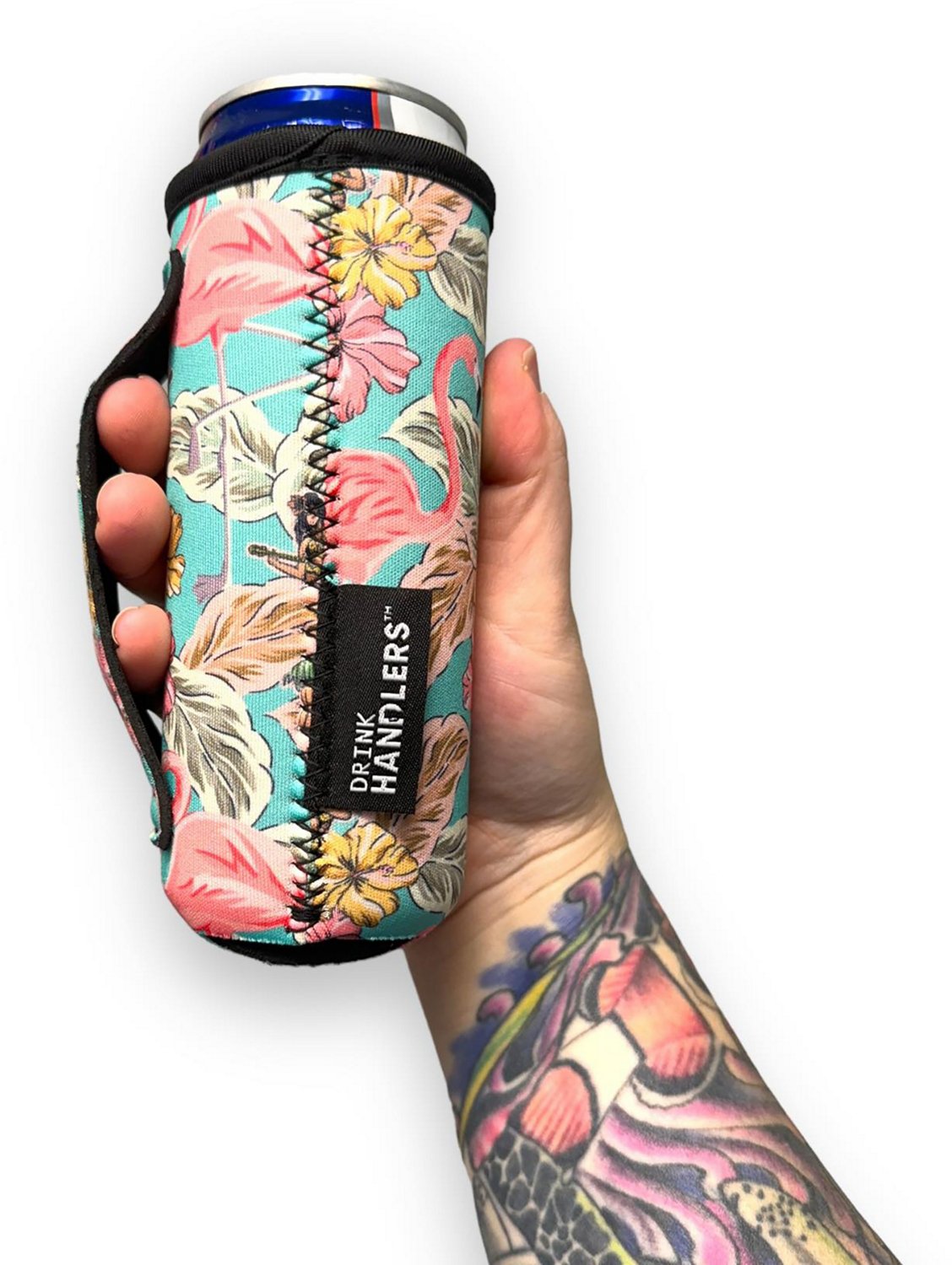 Lit Handlers Hawaiian Flamingo 12 oz Slim Can Cooler Sleeve - view number 3