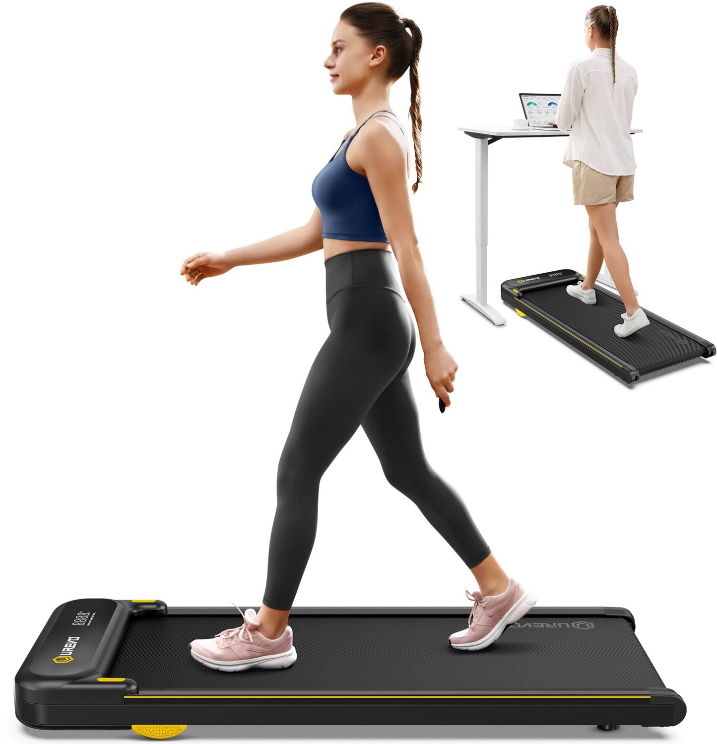 Urevo E4S Under Desk Smart Walking Pad Treadmill Working with Urevo App                                                          - view number 2