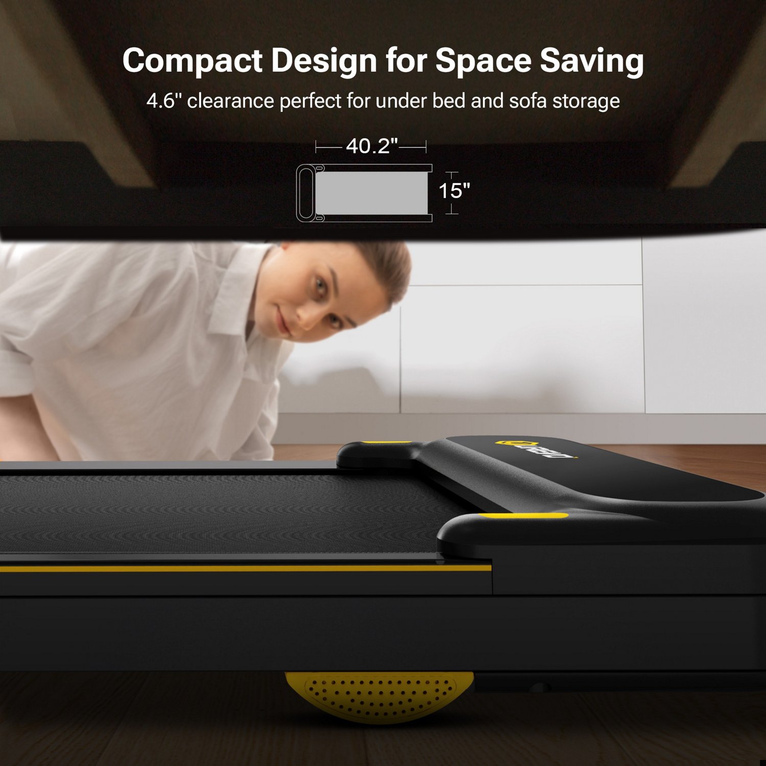 Urevo E4S Under Desk Smart Walking Pad Treadmill Working with Urevo App                                                          - view number 6