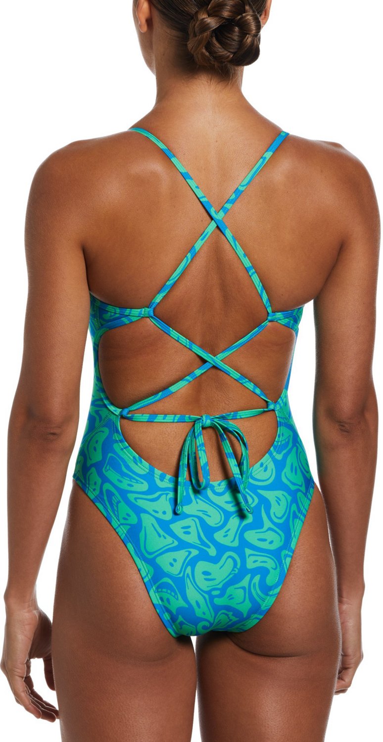 Nike Women's HydraStrong Multi Print Lace-Up Tie Back One Piece Swimsuit                                                         - view number 2