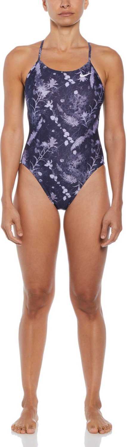 Nike Women's HydraStrong Multi Print Lace-Up Tie Back One Piece Swimsuit