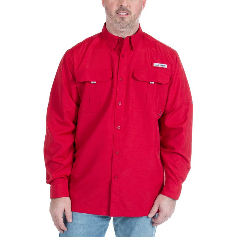 Habit Men's Fourche Mountain River Guide Long Sleeve Fishing Shirt Brick Red, 4X-Large - Men's Fishing Tops at Academy Sports