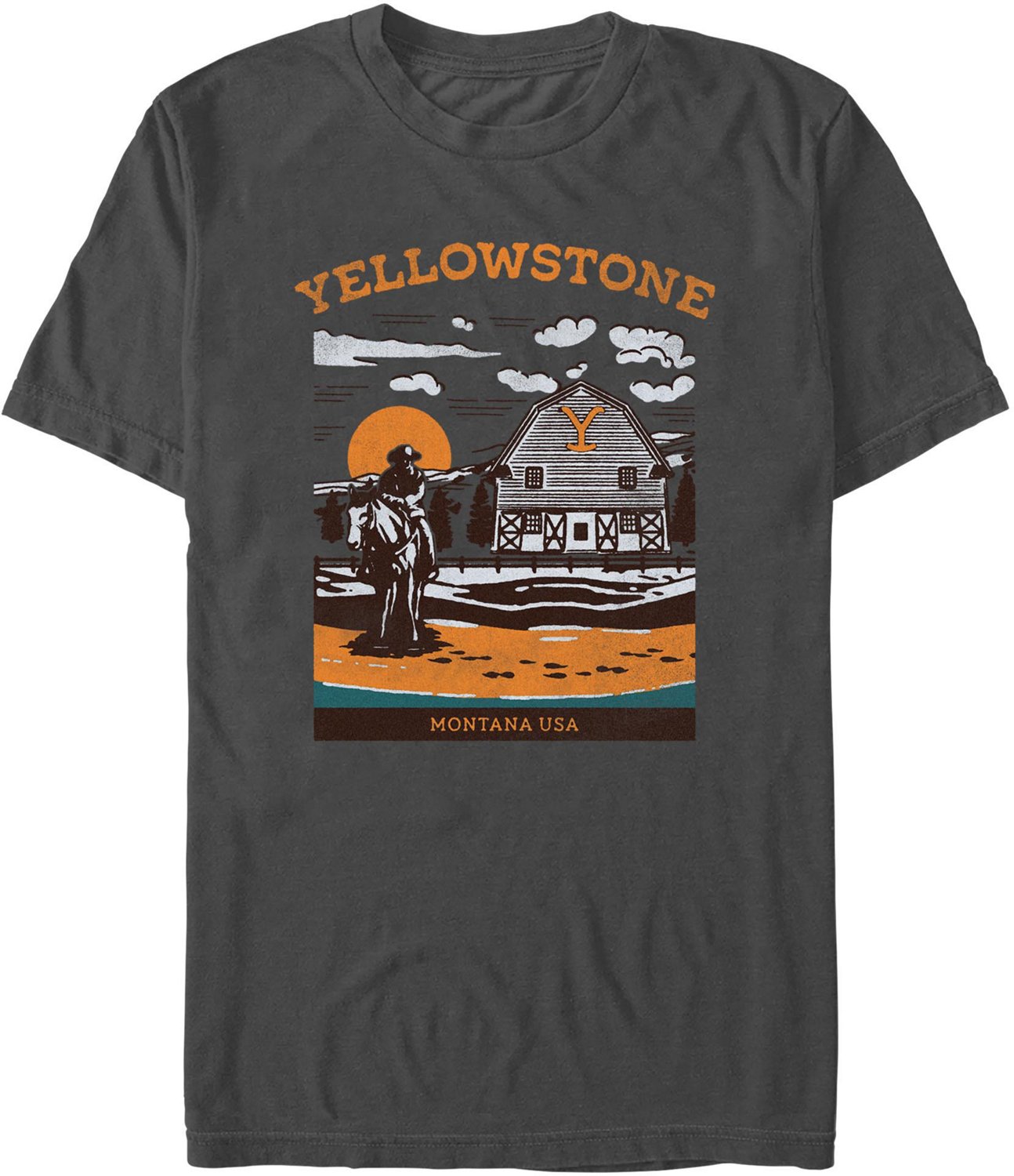Mad Engine Yellowstone Men's Yellowstone Landscape Short Sleeve T-shirt