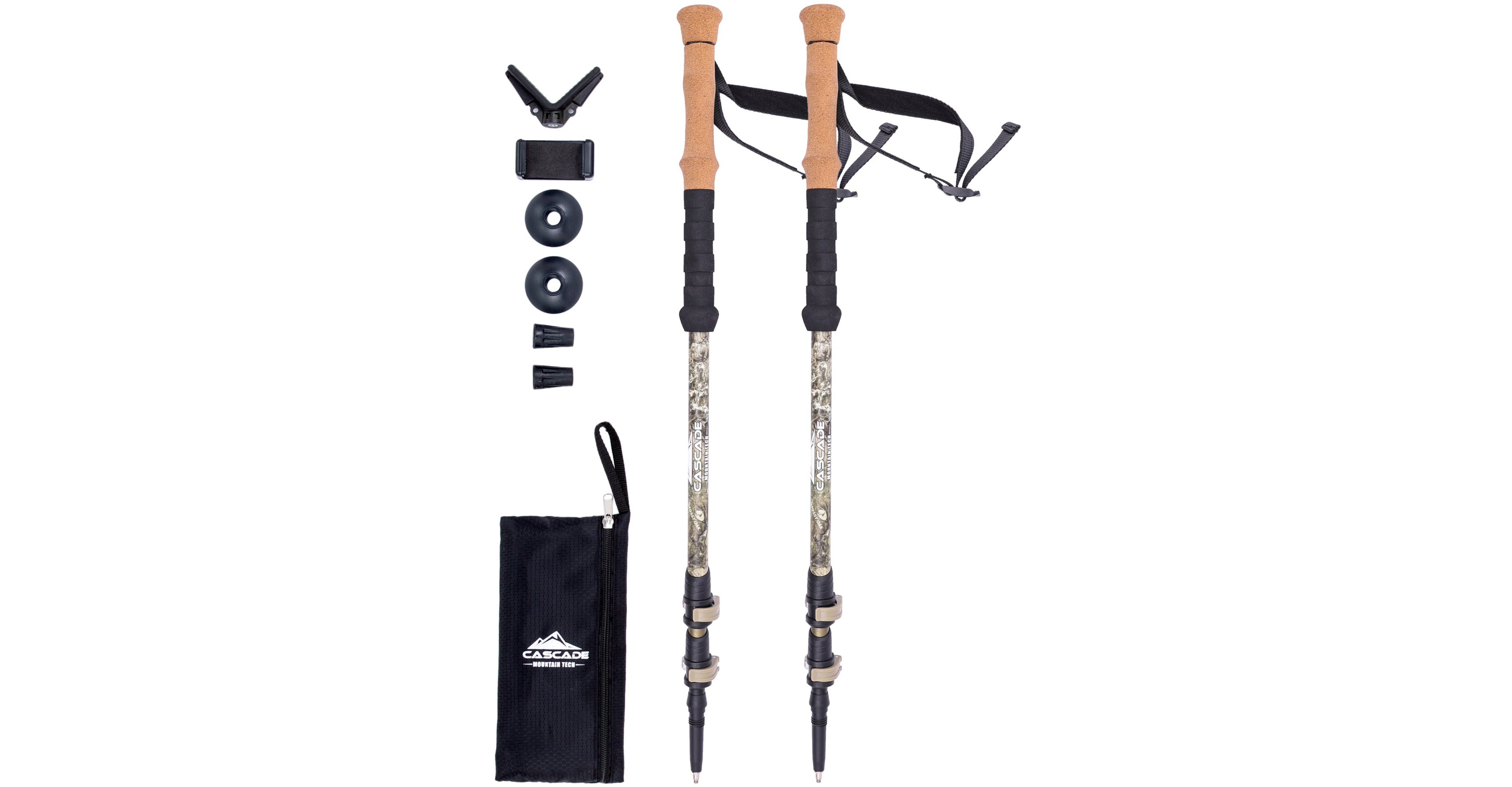 Cascade Mountain Tech Mossy Oak Aluminum Quick Lock Monopod Double Trekking Pole