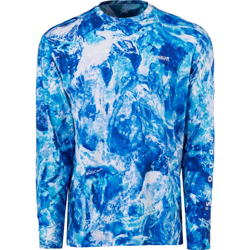 Magellan Outdoors Men's FishGear Mossy Oak Whitecap Long Sleeve Crew T-Shirt Blue/Mossy Oak Whitecap, Small - Men's Fishing Tops at Academy Sports
