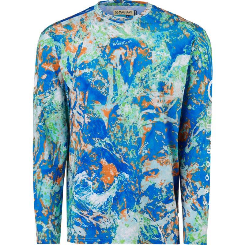 Magellan Outdoors Men's FishGear Mossy Oak Whitecap Long Sleeve Crew T-Shirt Orangeblu, Medium - Men's Fishing Tops at Academy Sports