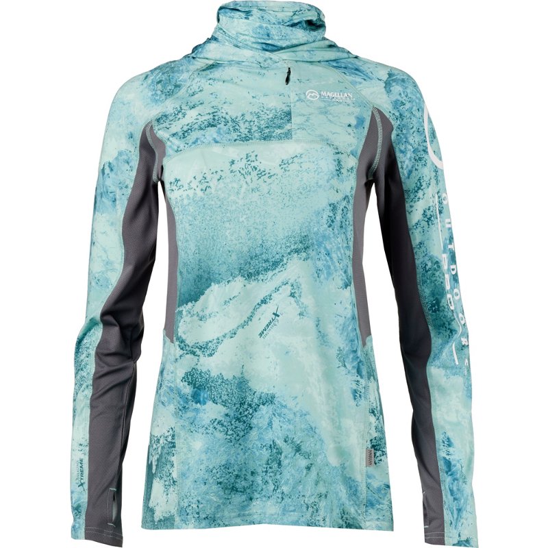 Magellan Outdoors Women's Pro Fish Angler RTX Gaiter Hoodie Light Blue, X-Small - Women's Fishing Tops at Academy Sports