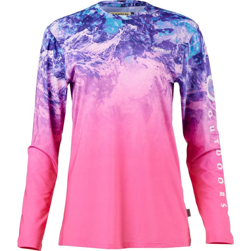 Magellan Outdoors Women's Caddo Lake Ombre Long Sleeve T-Shirt Dark Pink, X-Small - Women's Fishing Tops at Academy Sports