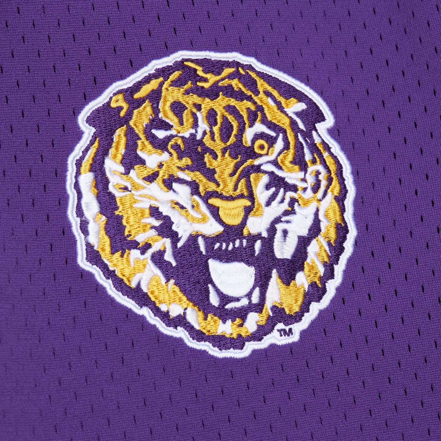 Mitchell & Ness Men's LSU Fashion Mesh V-neck Vintage Logo Jersey - view number 3