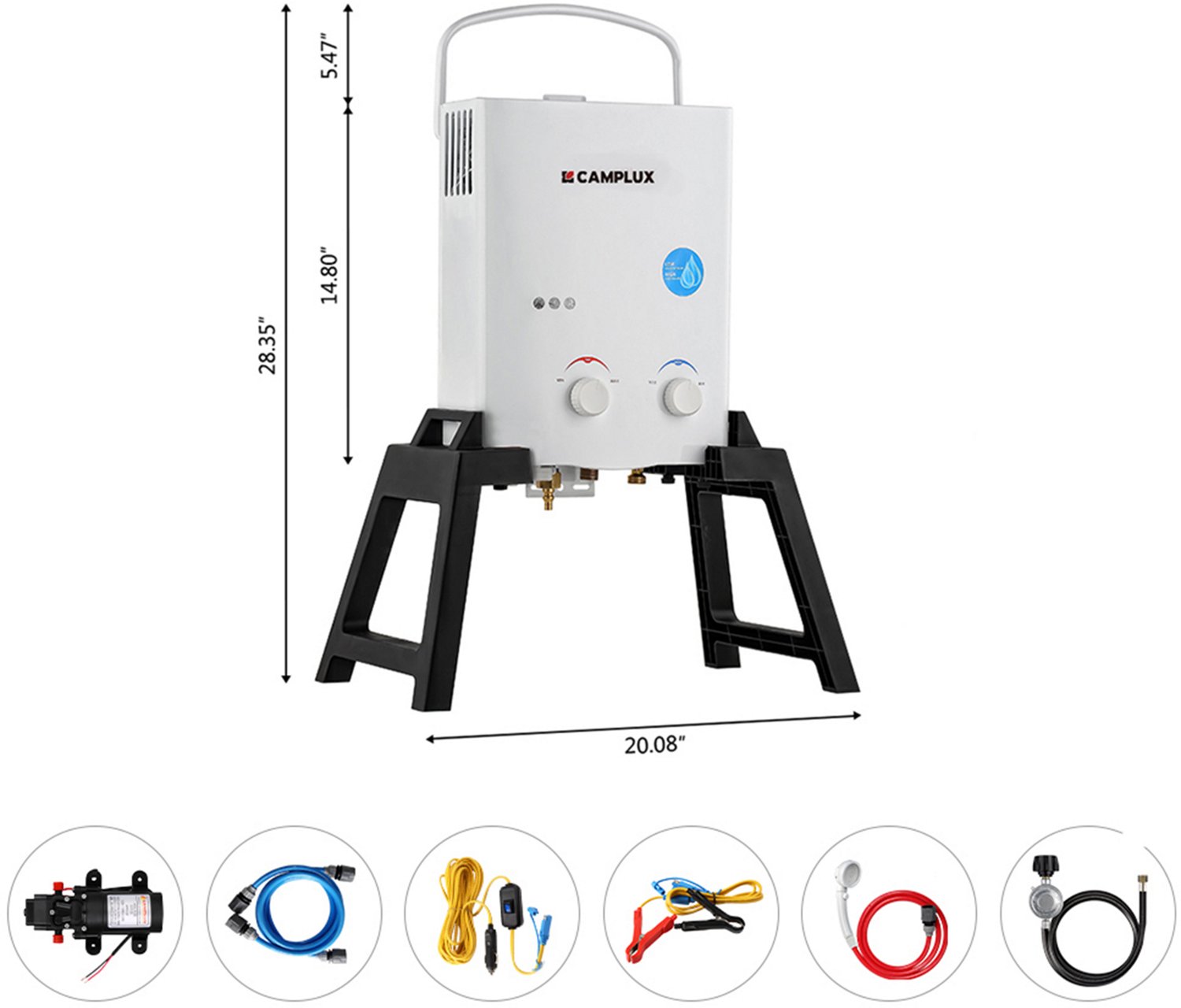 CampLux Outdoor Propane 1.32 GPM Tankless Water Heater with Stand and Storage Bag                                                - view number 2