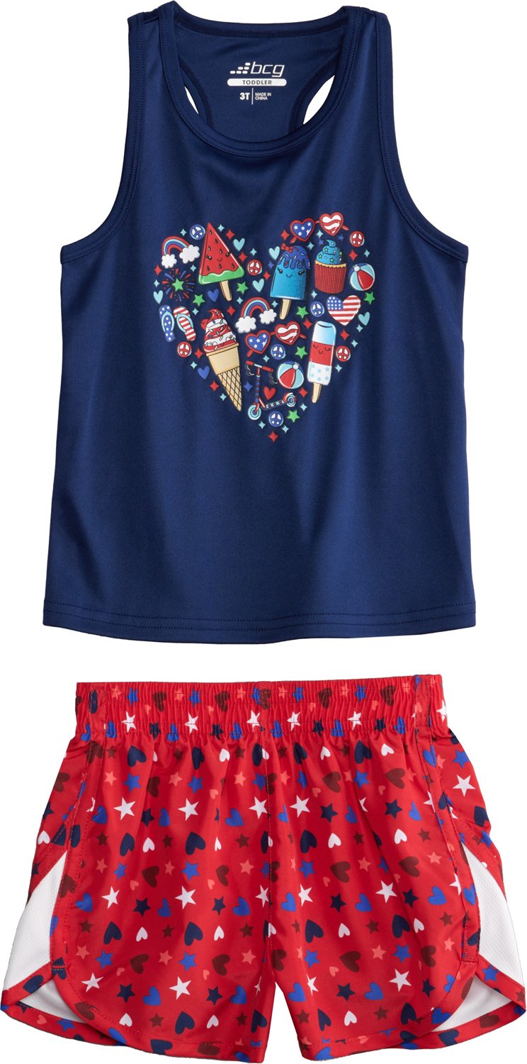 BCG Girls' Toddler Americana 2 Piece Short Set