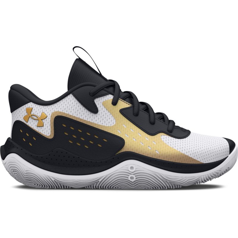 Under Armour Preschool Boys' Jet 2023 Basketball Shoes White/Black/Metallic Gold, 13.5 - Youth Basketball at Academy Sports
