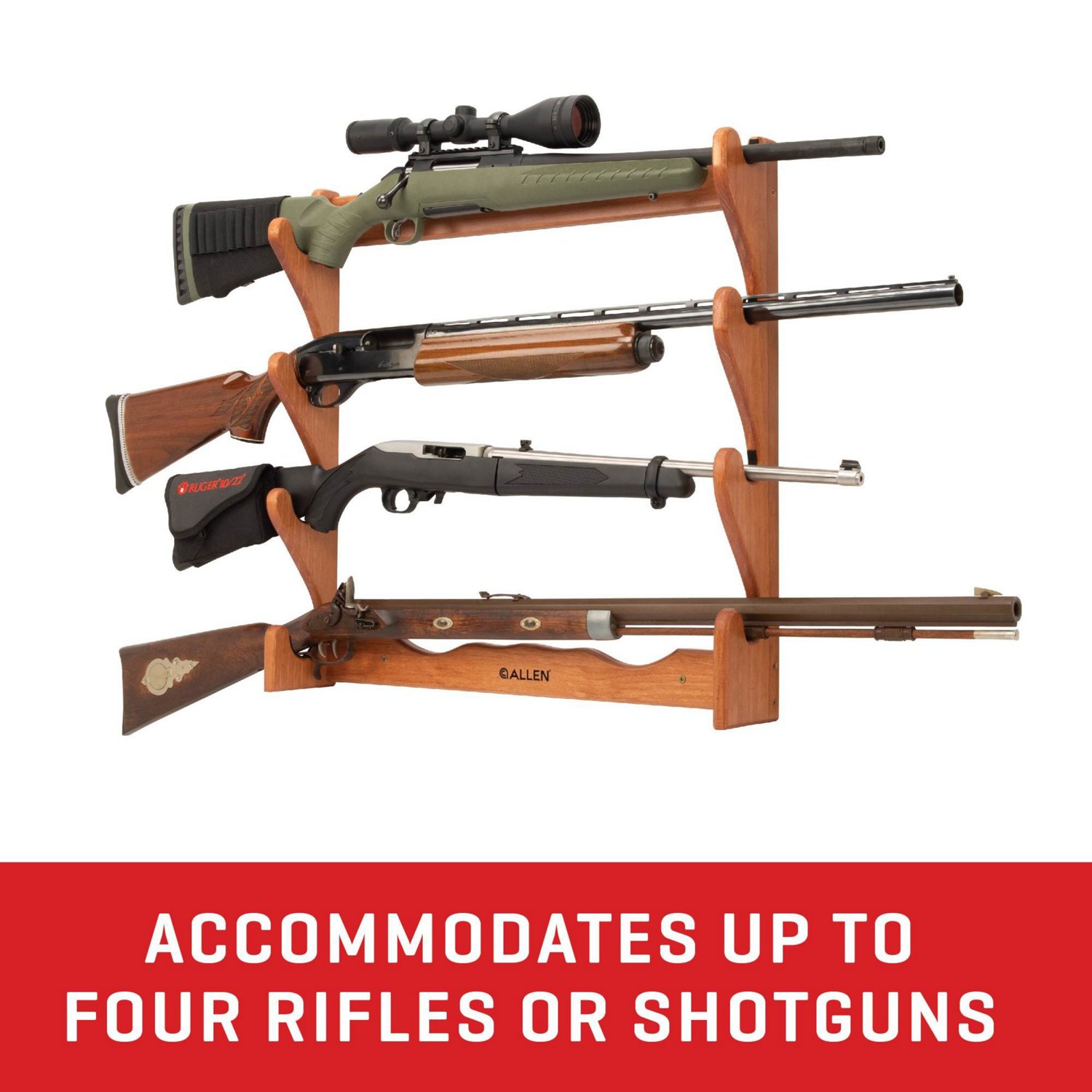 Allen Company 4-Gun Wooden Firearm Rack