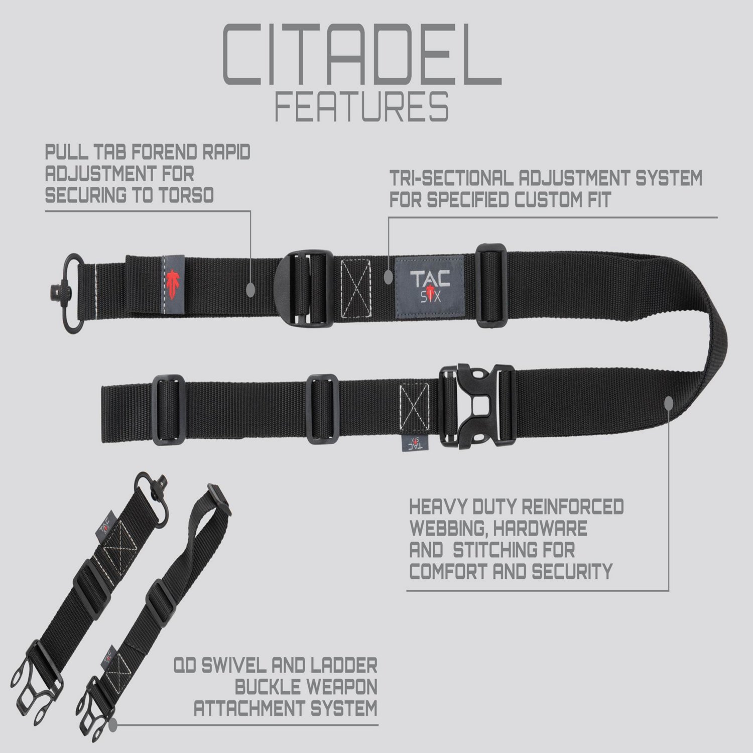 Allen Company Tac-Six Citadel Double Point Firearm Sling with QD Swivel and Ladder Buckles