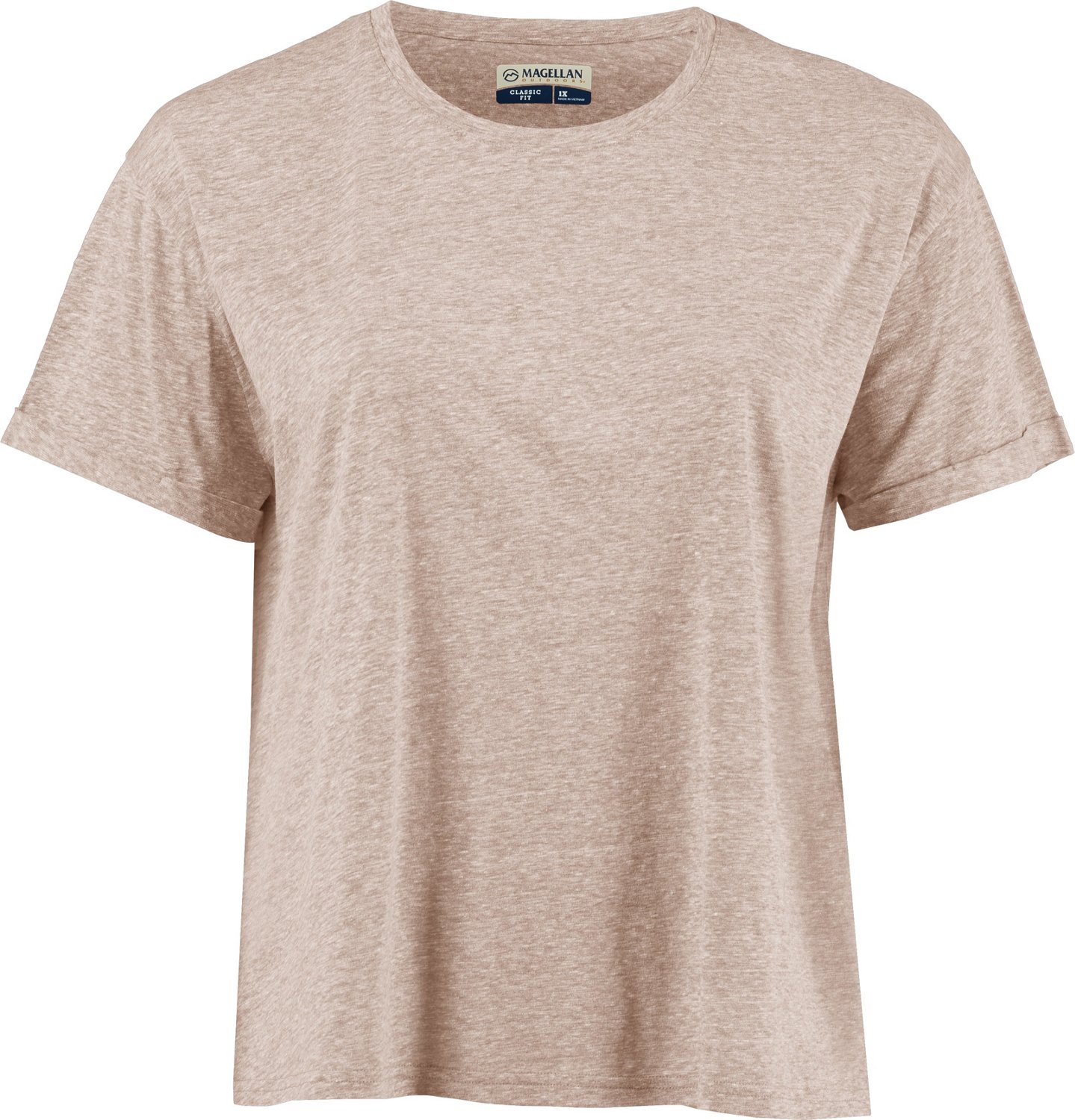 Magellan Women's Plus-Size Campfire Roll Cuff Short Sleeve T-shirt