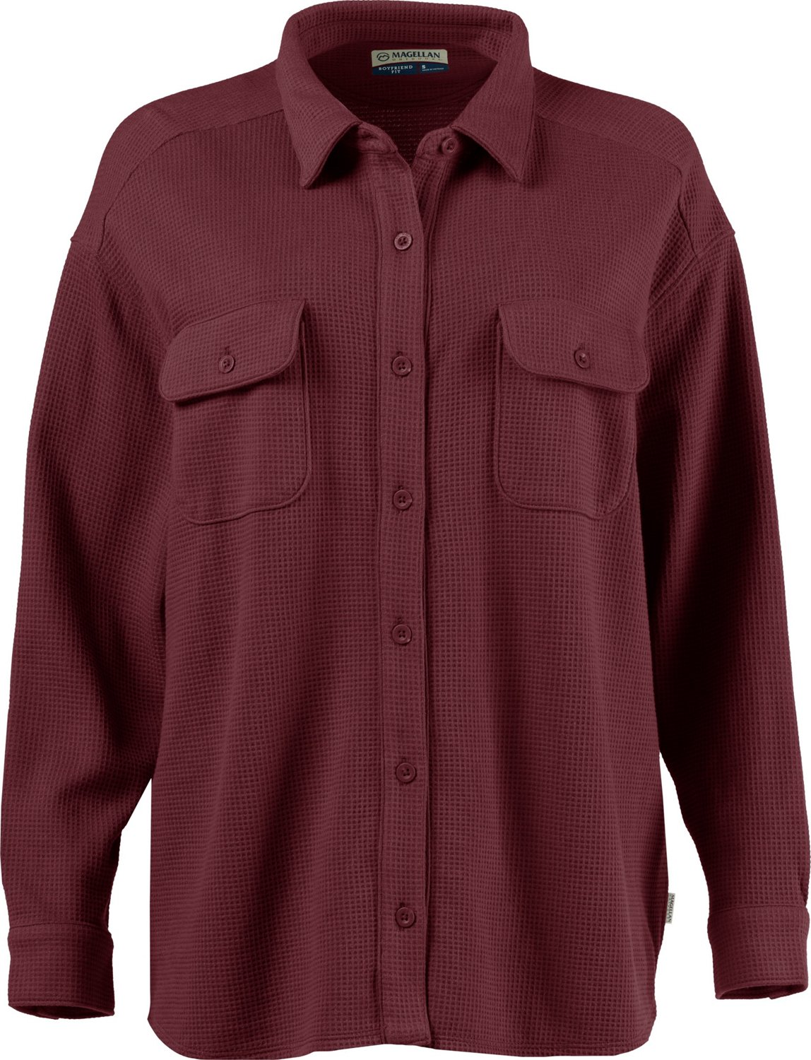 Magellan Outdoors Women's Happy Camper Oversized Waffle Shirt Jacket