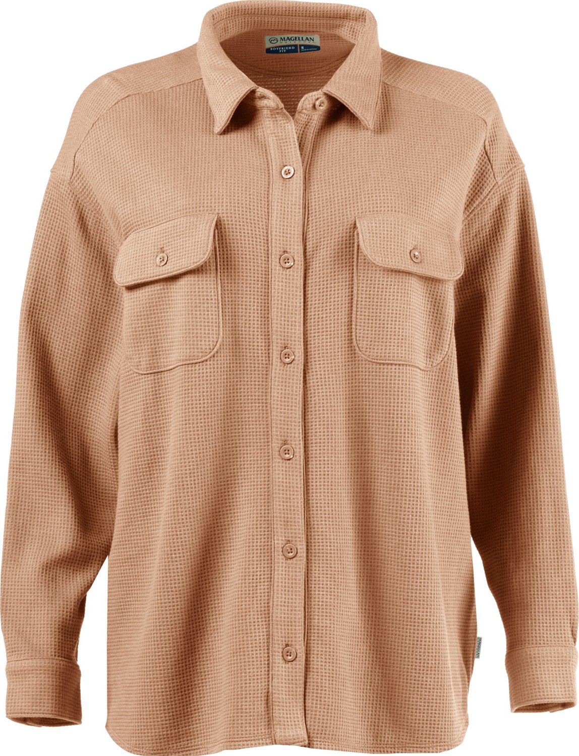 Magellan Outdoors Women's Happy Camper Oversized Waffle Shirt Jacket                                                             - view number 4