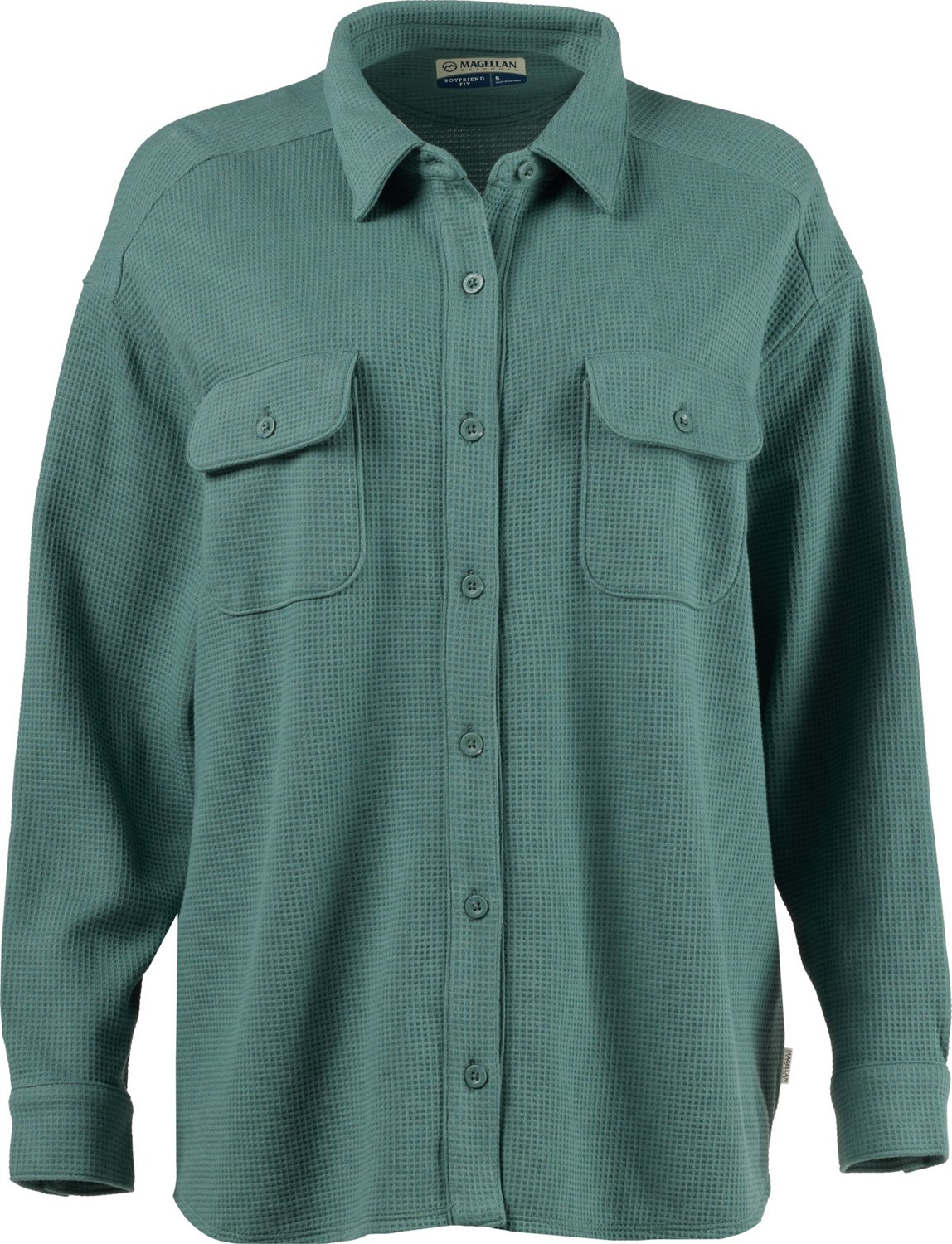 Magellan Outdoors Women's Happy Camper Oversized Waffle Shirt Jacket                                                             - view number 5