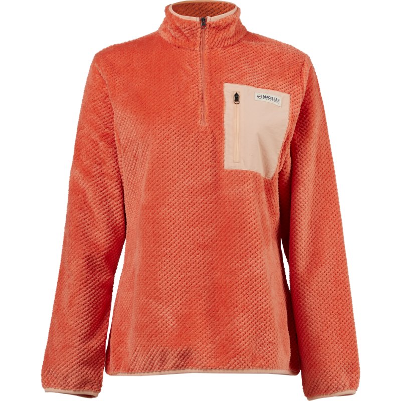 Magellan Outdoors Women's Willow Creek Long Sleeve 1/2 Zip Sweatshirt Light Orange, X-Large - Women's Outdoor Long-Sleeve Tops at Academy Sports