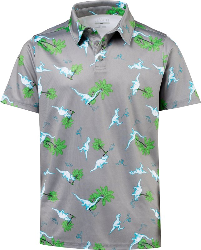 BCG Boys Golf Dino Printed Polo Shirt Academy