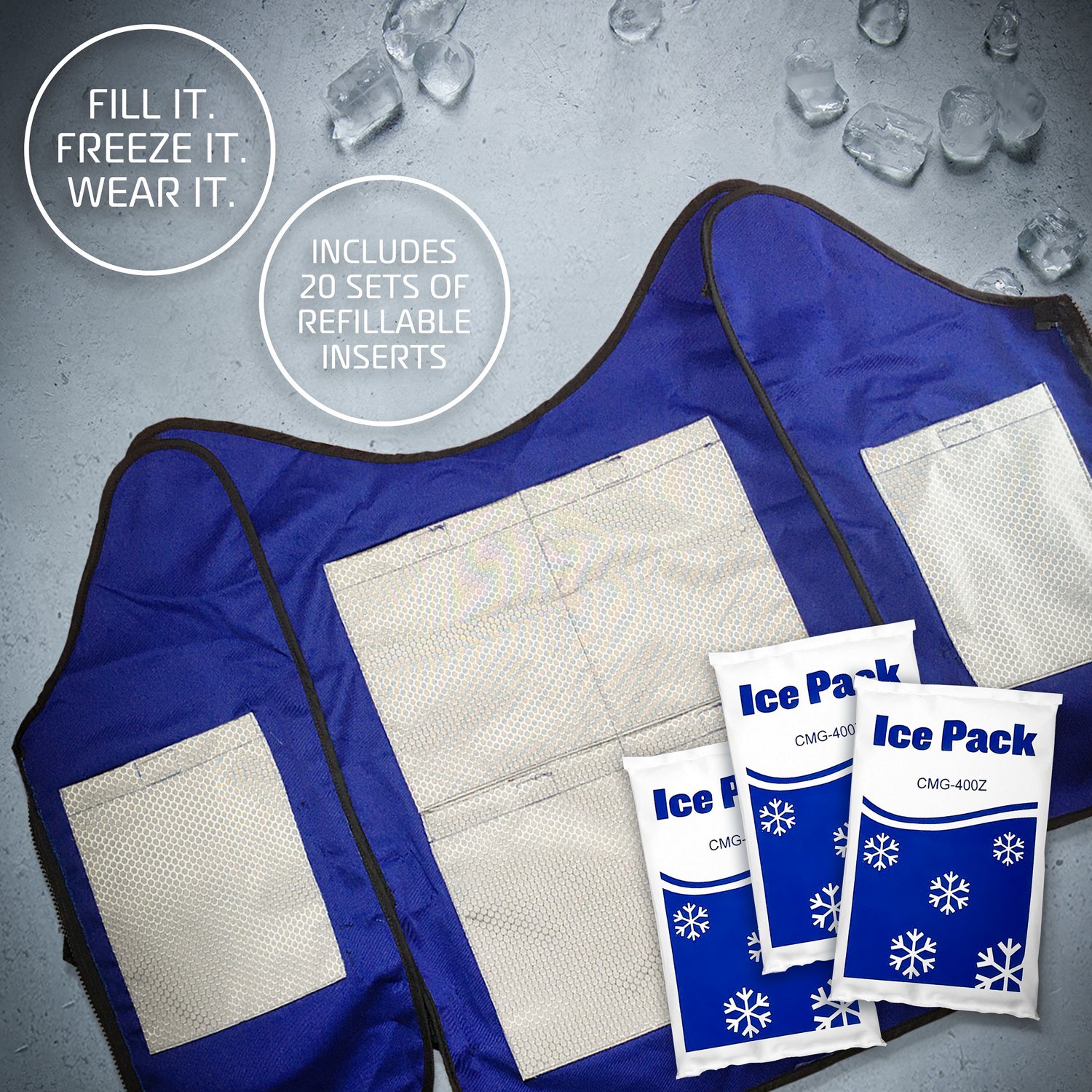 AlphaCool Artic Self-Fill Ice Cooling Vest with Reusable Ice Packs - view number 4