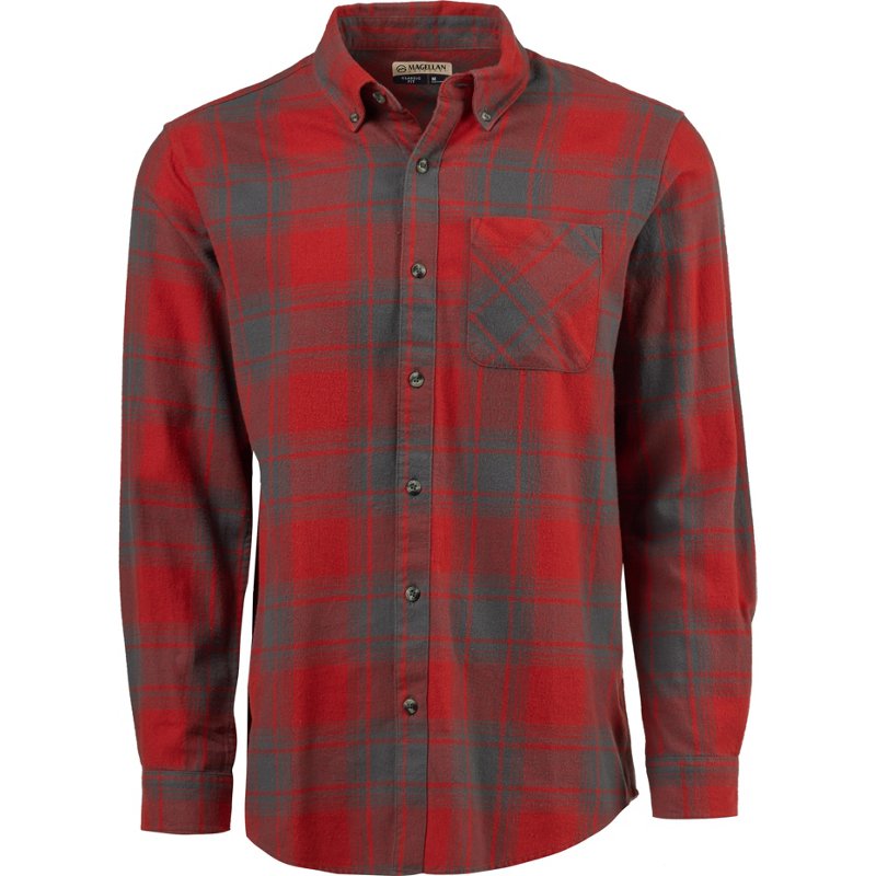 Magellan Outdoors Canyon Creek Long Sleeve Flannel Shirt Red Ochre/Dark Shadow, 2X-Large - Branded Graphic T's at Academy Sports