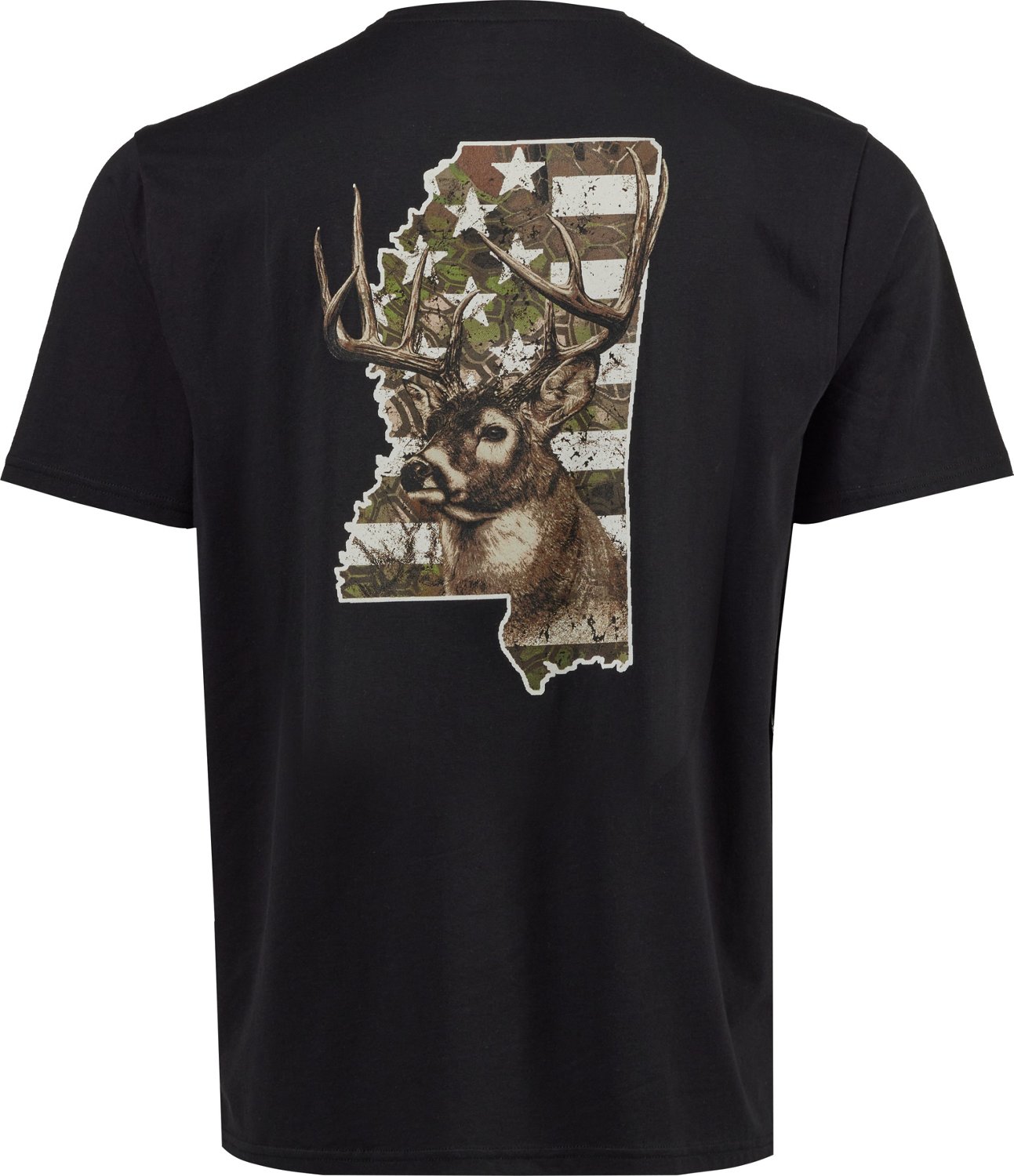 Magellan Outdoors Men's Mississippi CAMO FLAG DEER  Short Sleeve Graphic T-shirt