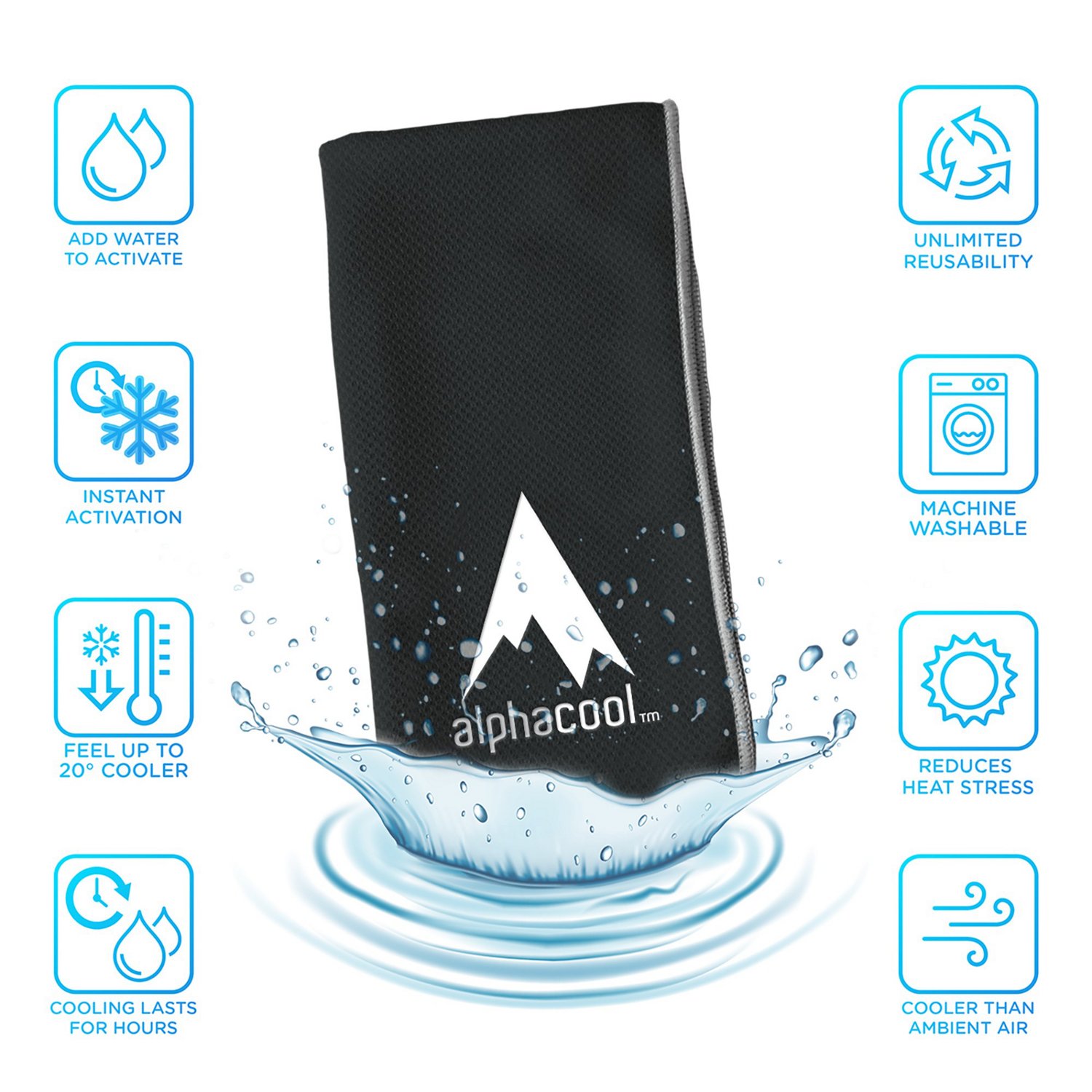 AlphaCool Mesh Instant Cooling Towels 2-Pack