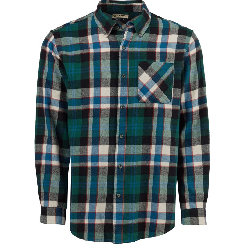 Magellan Outdoors Canyon Creek Long Sleeve Flannel Shirt Dkgrn, X-Large - Branded Graphic T's at Academy Sports