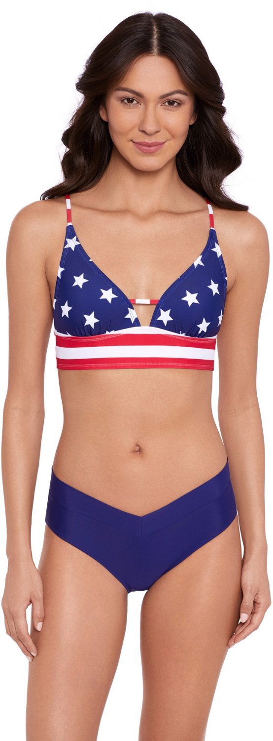 O'Rageous Juniors' Red White Blue Midkini Swim Top - view number 4