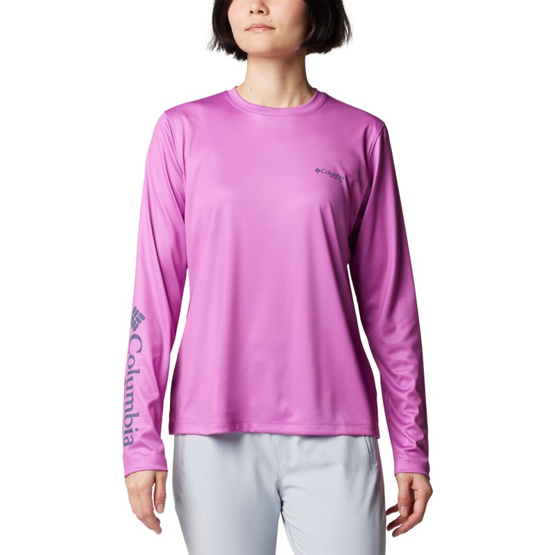 Columbia Sportswear Women's Tidal Tee PFG Fish Star Long Sleeves T-Shirt Bright Lavender/Fish Star Splashflora, X-Small - Women's Fishing Tops