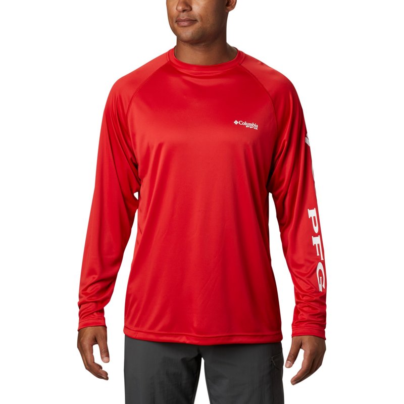 Columbia Sportswear Men's Terminal Tackle Long Sleeve T-Shirt Red Spark/White, 2X-Large - Men's Fishing Tops at Academy Sports
