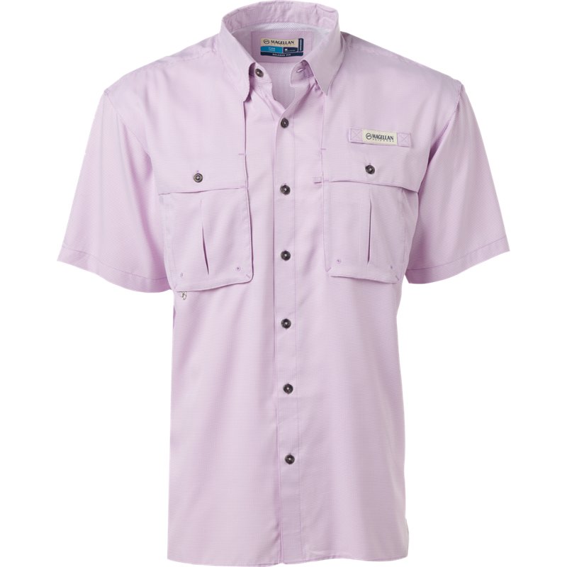 Magellan Outdoors Men's Aransas Pass Mini Check Short Sleeve Shirt Ltpurple, 3X-Large - Men's Fishing Tops at Academy Sports