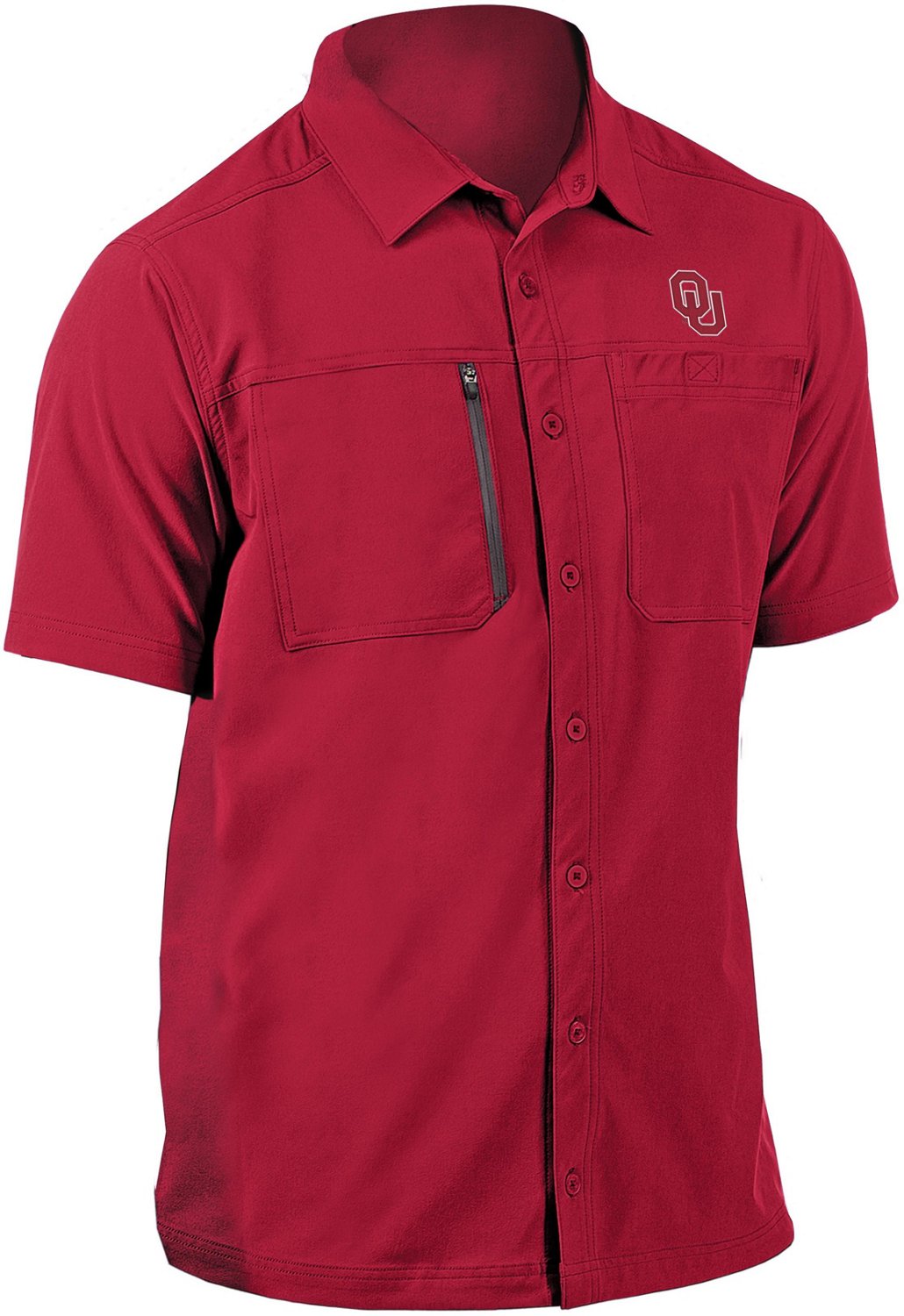 Antigua Men's University of Oklahoma Kickoff Woven Short Sleeve Fishing Shirt - view number 2