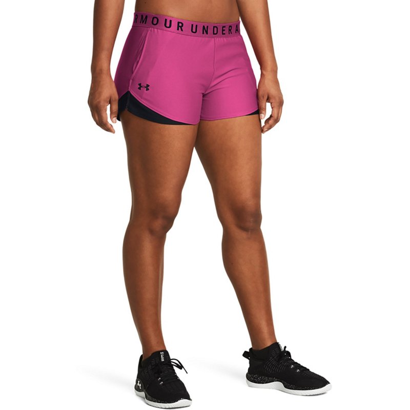 Under Armour Women's Moisture Wicking Play Up 3.0 Gym Shorts, 3" Inseam, 1344552 (Pink, XL)