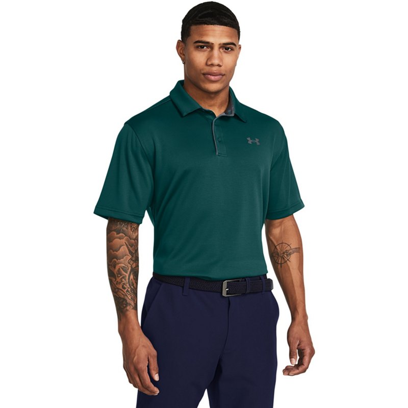 Under Armour Men's New Tech Polo Shirt Hydro Teal/Pitch Grey, Small - Men's Athletic Performance Tops at Academy Sports