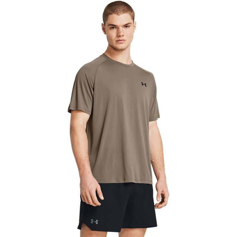 Under Armour Men's UA Tech T-Shirt Taupe Dusk/Black, 2X-Large - Men's Athletic Performance Tops at Academy Sports