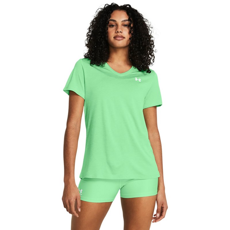 Under Armour Women's UA Tech Twist V-neck T-Shirt Matrix Green/White, X-Large - Women's Athletic Performance Tops at Academy Sports