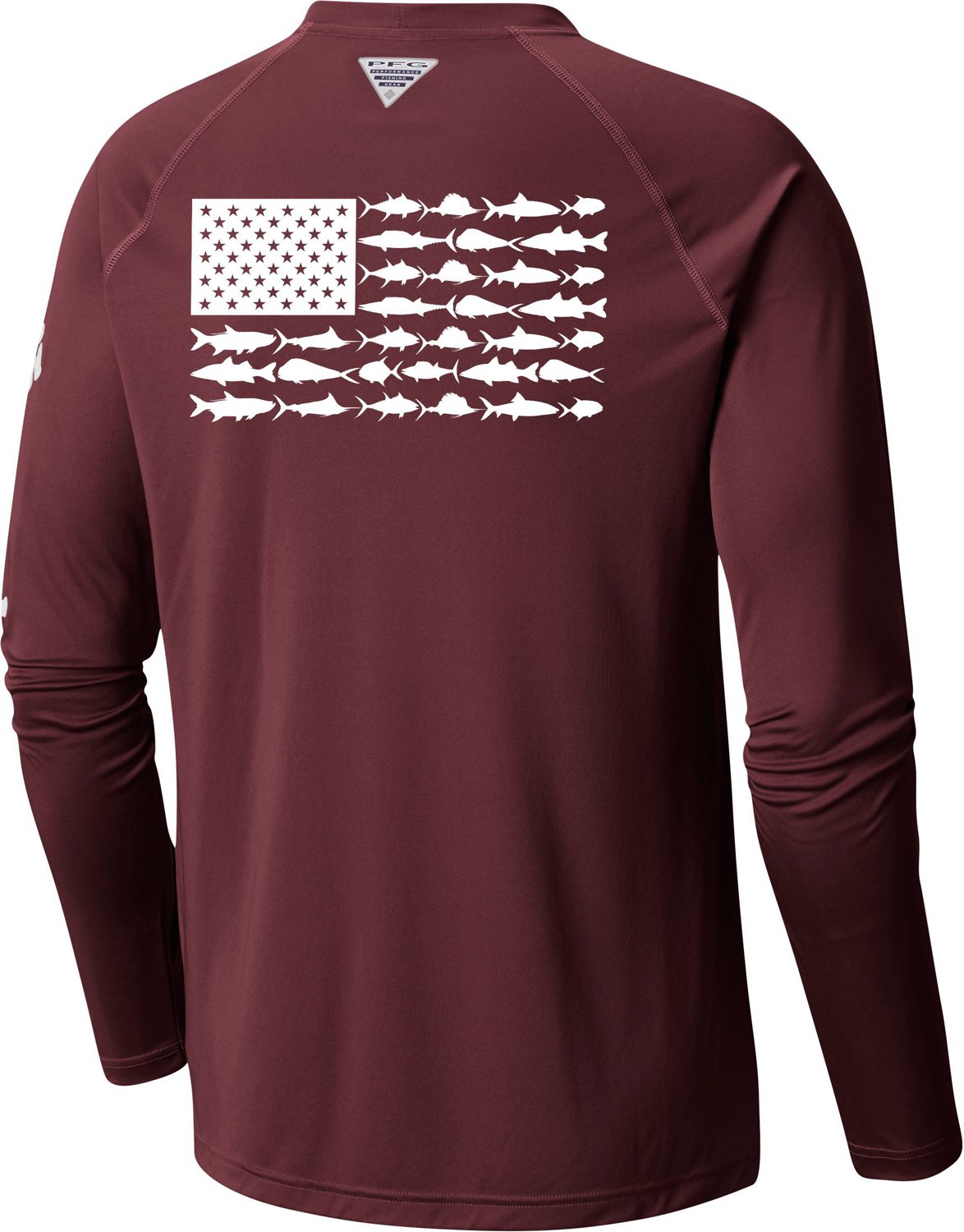 Columbia Sportswear Men's Texas State University Terminal Tackle Fish Flag  Long Sleeve T-shirt
