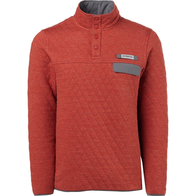 Magellan Outdoors Men's Campfire Quilted Long Sleeve QS Top Red Ochre, Medium - Men's Longsleeve Outdoor Tops at Academy Sports