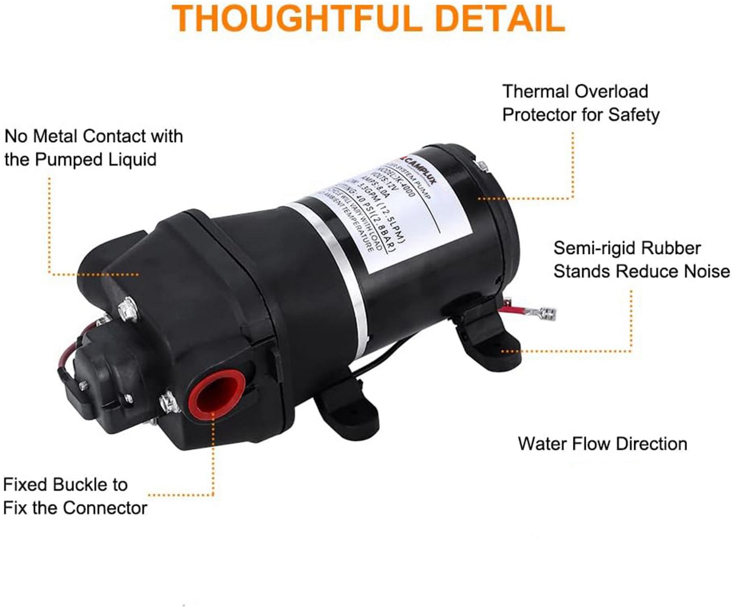 CampLux 12V DC 3.3 GPM Water Pressure Diaphragm Pump - view number 3
