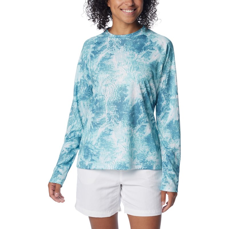Columbia Sportswear Women's Super Tidal Tee Long Sleeve T-Shirt Gulf Stream Digishores, Small - Women's Fishing Tops at Academy Sports